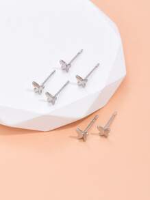 3 đôi bông tai trang trí hình bướm trang sức bằng đồng - Bạc - Xem 2