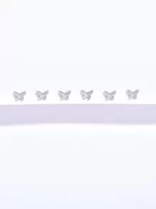 3 đôi bông tai trang trí hình bướm trang sức bằng đồng - Bạc - Xem 3