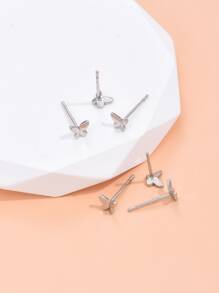 3 đôi bông tai trang trí hình bướm trang sức bằng đồng - Bạc - Xem 4