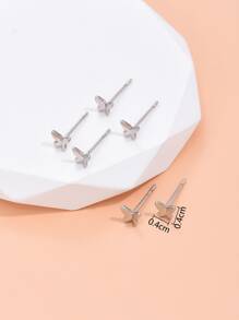 3 đôi bông tai trang trí hình bướm trang sức bằng đồng - Bạc - Xem 5