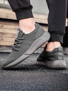 Men Fashion Sneakers Sport Shoes Non Slip Walking Shoes Lightweight Breathable Mesh Running Shoes - Dark Grey - View 4