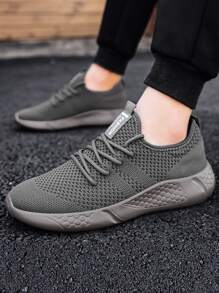 Men Fashion Sneakers Sport Shoes Non Slip Walking Shoes Lightweight Breathable Mesh Running Shoes - Dark Grey - View 5