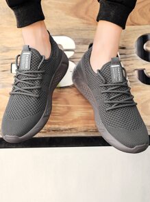 Men Fashion Sneakers Sport Shoes Non Slip Walking Shoes Lightweight Breathable Mesh Running Shoes - Dark Grey - View 6