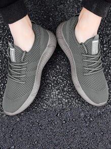 Men Fashion Sneakers Sport Shoes Non Slip Walking Shoes Lightweight Breathable Mesh Running Shoes - Dark Grey - View 7