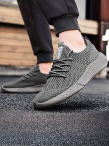 Men Fashion Sneakers Sport Shoes Non Slip Walking Shoes Lightweight Breathable Mesh Running Shoes - Dark Grey - View 8