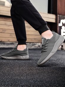 Men Fashion Sneakers Sport Shoes Non Slip Walking Shoes Lightweight Breathable Mesh Running Shoes - Dark Grey - View 9