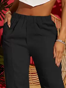 SHEIN SXY Slant Pocket Carrot Trousers - Black - View 4