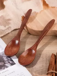 1 cái thìa gỗ ngẫu nhiên - màu nâu - Xem 1