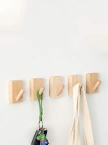 Wooden Adhesive-free Foyer Oak Home Storage Hook - Multicolor - View 2