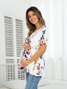 DEARCASE Maternity Floral Print Tee - Multicolor - View 5