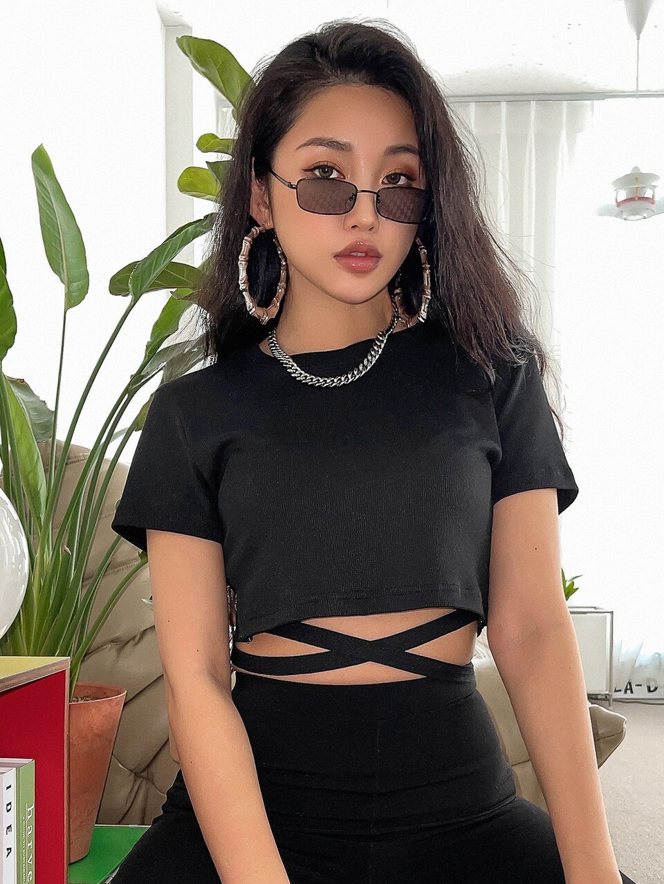 Criss-cross Tie Back Crop Tee
