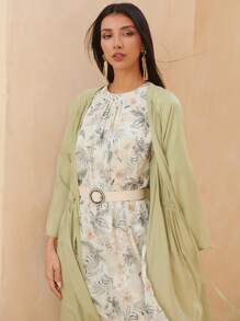 MOTF PREMIUM Vestido con cinturón floral de manga globo - Multicolor - Ver 3
