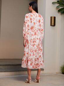 SHEIN VCAY Vestido Floral Con Cuello En V - Multicolor - Ver 2