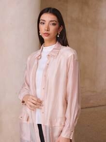 MOTF PREMIUM LYOCELL LIGHTWEIGHT SHIRT - Baby Pink - View 9