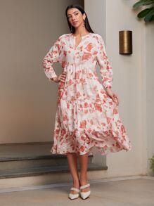 SHEIN VCAY Vestido Floral Con Cuello En V - Multicolor - Ver 3