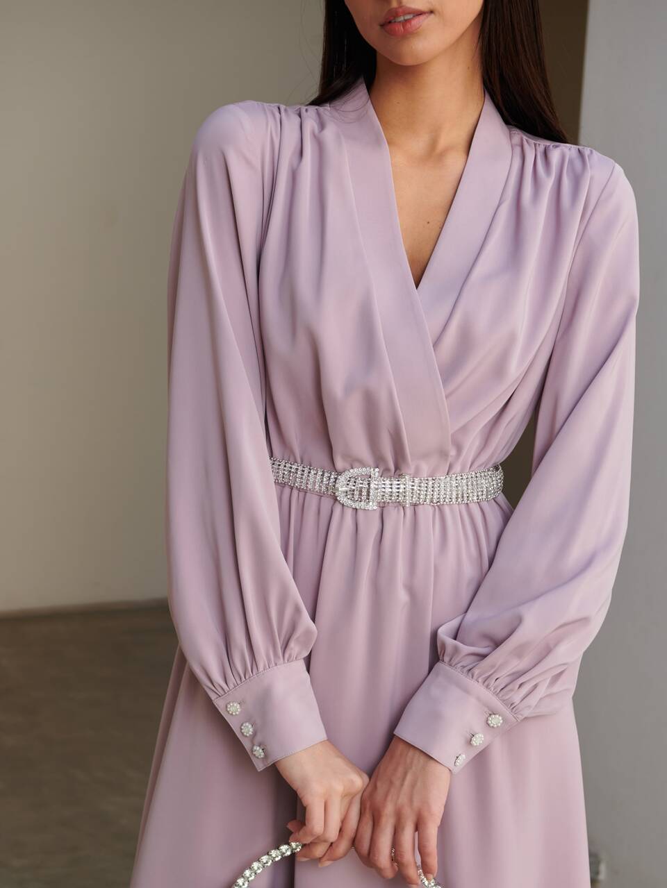 MOTF GATHERED WRAP DRESS WITHOUT BELT