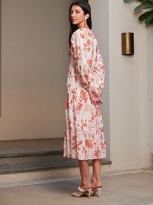 SHEIN VCAY Vestido Floral Con Cuello En V - Multicolor - Ver 9
