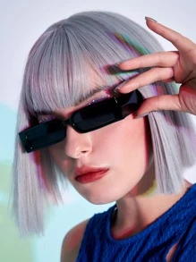 ROMWE Rectangle Frame Fashion Glasses - Black - View 2