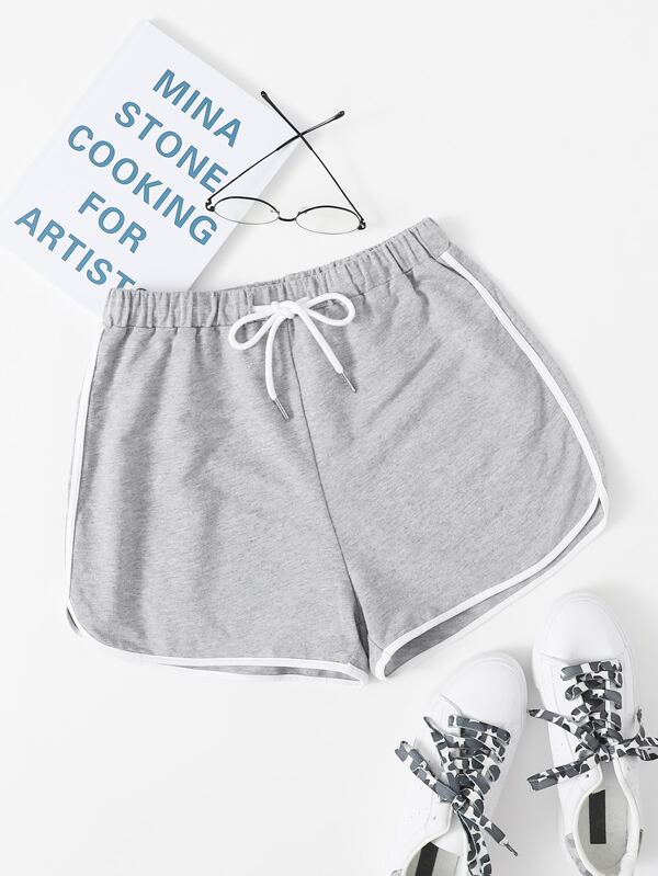 SHEIN EZwear Contrast Binding Drawstring Dolphin Shorts