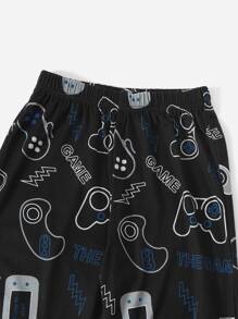 SHEIN Tween Boy Allover Print Tee & Pants Loungewear Set