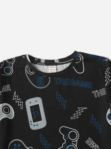 SHEIN Tween Boy Allover Print Tee & Pants Loungewear Set