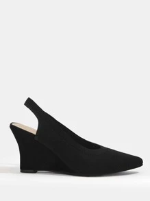 CUCCOO BASICS 女士尖头黑色时尚百搭露跟坡跟鞋春夏季度假鞋夏季促销返校鞋大学生鞋万圣节圣诞节 - 黑色 - 查看 4