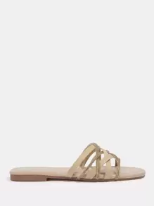 CUCCOO CHICEST Summer Fashion Flat Strap Rhinestone Sandals