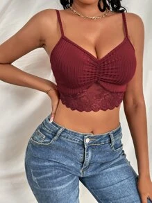 SHEIN SXY Contrast Lace Ruched Cami Top