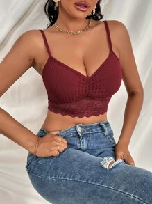 SHEIN SXY Contrast Lace Ruched Cami Top