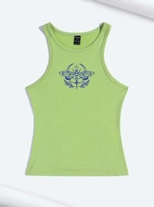 Liamashurst Butterfly Print Tank Top - Lime Green - View 1