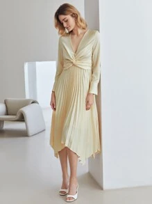MOTF PREMIUM Vestido girante asimétrico fruncido