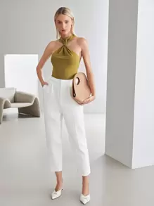 MOTF PREMIUM CROPPED TAILORED TROUSERS - White - View 11