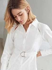MOTF PREMIUM VISCOSE PUFF SLEEVE BELTED SHIRT - White - View 10