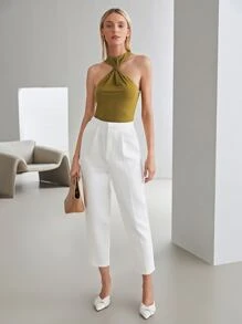 MOTF PREMIUM CROPPED TAILORED TROUSERS - White - View 4
