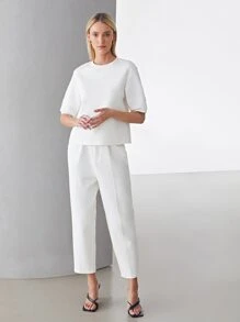 MOTF PREMIUM CROPPED TAILORED TROUSERS - White - View 5