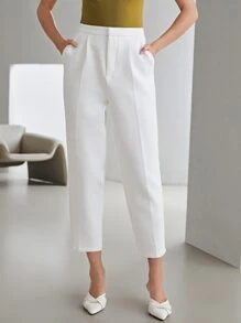 MOTF PREMIUM CROPPED TAILORED TROUSERS - White - View 9