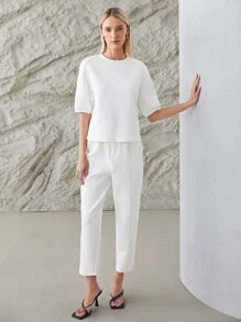 MOTF PREMIUM CROPPED TAILORED TROUSERS - White - View 10