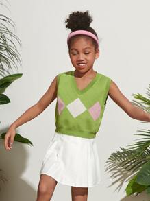 SHEIN Áo len nữ Hình học Giải trí - Màu xanh chanh - Xem 1