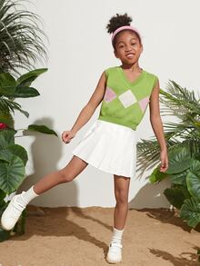 SHEIN Áo len nữ Hình học Giải trí - Màu xanh chanh - Xem 5