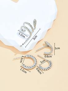 3 cái Bông tai Trang trí Rắn & 1 cái Còng Tai - Bạc - Xem 4