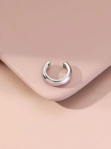 1入組極簡風格耳夾 - 銀色 - 查看 4