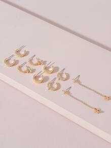 5 cặp Hoa tai trang trí bằng Rhinestone - Nhiều màu - Xem 2