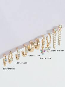 5 cặp Hoa tai trang trí bằng Rhinestone - Nhiều màu - Xem 3