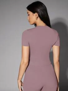 Silquee Solid Fitted Tee - Dusty Pink - View 2