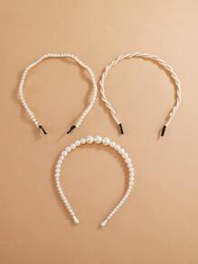3入組人造珍珠裝飾頭帶,優雅時尚 - 彩色 - 查看 2