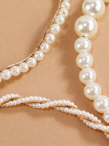 3入組人造珍珠裝飾頭帶,優雅時尚 - 彩色 - 查看 3