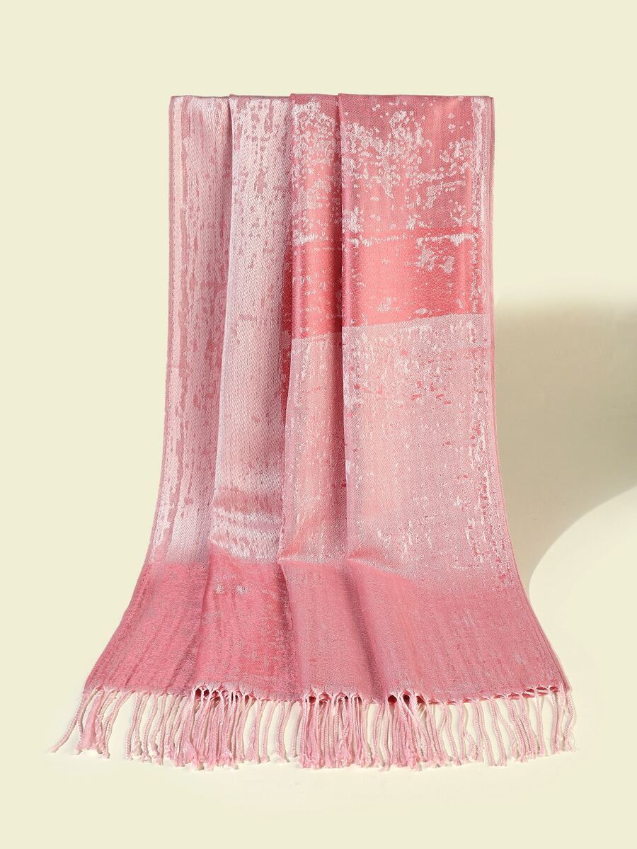 EMERY ROSE 圖案流蘇下擺圍巾 - 彩色 - 查看 1