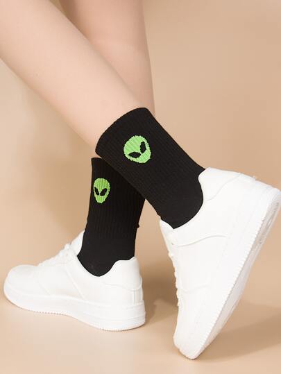 Alien Print Crew Socks