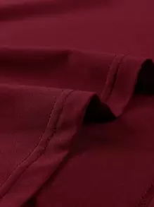 Manfinity Homme 男士抽繩連帽高低下擺背心上衣 - 酒紅色 - 查看 3