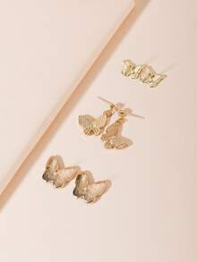3 cặp hoa tai trang trí bướm - Nhiều màu - Xem 2